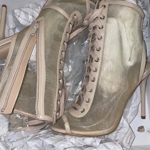 Nude bootie high heels